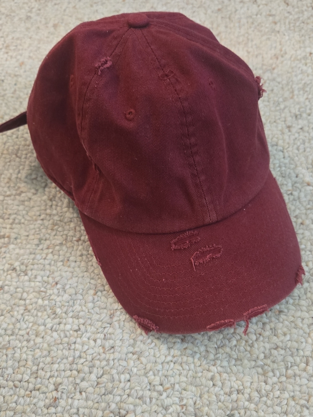Distressed Burgundy Baseball Cap